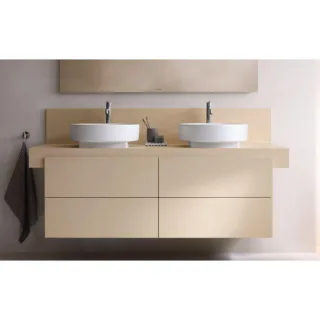Duravit Balcoon Konsole BA90610IEIE0000 140 x 55 x 37 cm, 2 Ausschnitte, Becken beidseitig, Sandbeige matt