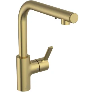 Ideal Standard Küchenarmatur Gusto iMX Ausladung 232mm L-Auslauf mit Seife Brushed Gold, A7817A2 A7817A2