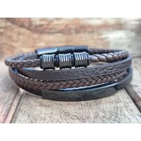 NAHLE Lederarmband Leder elegantes Armband Echtleder – geflochten mit Magnetverschluss (1-tlg), Länge durch Verlängerungsstück +1,5cm erweiterbar