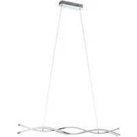 EGLO Hängeleuchte LASANA 2 Hängelampe, chrom, weiß, Pendelleuchte, 3-flammig, modern, LED fest integriert, Warmweiß, Wohnzimmer, Esszimmer, minimalistisch, geschwungene Bauform, 120x100cm