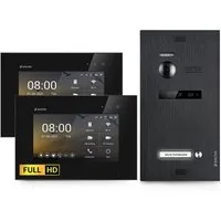 Balter Video-Türsprechanlage EVO HD für 1 Familienhaus, 2x Monitor BL, Full HD, 2-Draht, Schwarz (Komplettset, 2-tlg., Full HD Video, Interkom, 2-Draht BUS)
