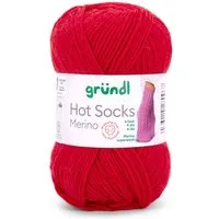 Gründl Hot Socks Merino Sockenwolle 4fädig einfarbig Häkelwolle, 210,00 m (50g Sockengarn 4fach uni, Strumpfwolle 4-fädig / 4-fach mit Merinowolle), 75% Wolle, 25% Polymaid