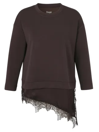 Frapp - Sweatshirt Rundhals 1/1 Arm Materialmix chocolate - Gr. - 44