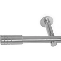 BASIT Gardinenstange Edelstahloptik 19mm mit Wandträgern 120 cm E60, Ø 19 mm, 1-läufig, verschraubt, Metall, H19 120 cm E60 Zylinder