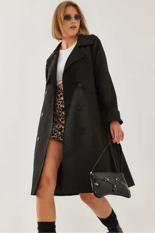 Gepolsterter Midi-Trenchcoat