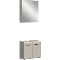 welltime Badmöbel-Set FLORENZ, 2-teilige Badkombination, hochwertige MDF-Front, (Set, 2-St., bestehend aus: 1 Waschbeckenunterschrank, 1 Spiegelschrank), Bad-Kombination, Bad-Möbel, Badezimmer, Kombination, Kombi