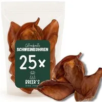 Breers Pet Food Schweineohren getrocknet 25 Stück Kausnack Hundeleckerlie, Einzelfuttermittel für: Hunde, Harter Kauartikel, Leckerli getreidefrei, Hundesnack zuckerfrei