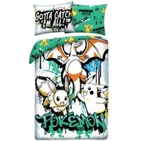 POKÉMON Bettwäsche Bettdeckenbezug 140 × 200 cm mit 70 × 90 cm Kissenbezug, Beidseitig bedruckt Pflegeleicht Atmungsaktiv
