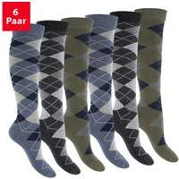 Footstar Langsocken Damen Herren Kniestrümpfe geringelt (6 Paar)