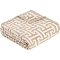 Wohndecke Jacquard Decke Cambridge, IBENA, mit schlichtem Labyrinth-Monogramm