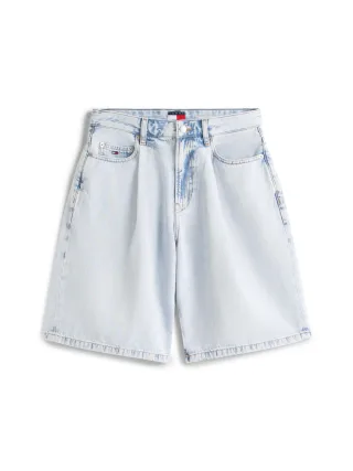 Tommy Jeans - Weite Jeans-Bermudashorts mit hoher Taille blau - Gr. - 29