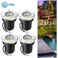 Jibenhome LED Gartenstrahler Bodenstrahler Außen Wasserdicht Bodenleuchte für Weg Garten Hof, LED fest integriert, IP65 5W, 4 Stück Bodeneinbaustrahler Terassenbeleuchtung,Warmweiß