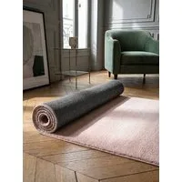 KADIMA DESIGN Teppich ALDAN Teppichläufer Puderrosa 60x110 Uni Polyester Antirutsch, Läufer, Höhe: 17 mm, Trittschalldämmend, Strapazierfähig, Pflegeleicht, Farbecht