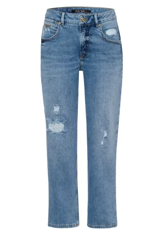 Marc Aurel - Hose mit Logostick und Destroys blue denim - Gr. - 38
