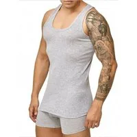 cwonlineshop Unterhemd Tank Top Achselshirt für Herren Grau (Spar-Set, 4-St) Feinripp aus 100% Baumwolle Grau