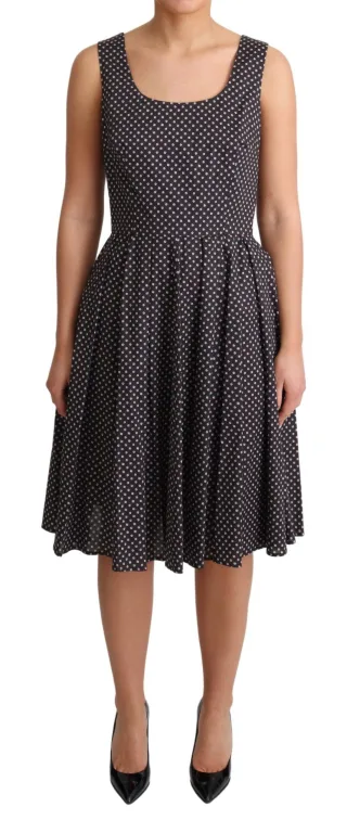 Blumenprint Baumwollpopeline Kleid A-Linie Midi Kleid