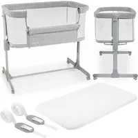 Moby-System Beistellbett Baby-Beistellbett LUNA 3in1 - Ideal für Neugeborene - grau