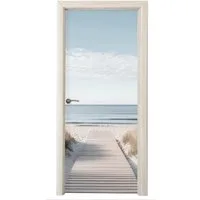 MuchoWow Türtapete Pfad - Strand - Dünen - Natur, Matt, bedruckt, (1 St), Selbstklebende Tapete, Folie für Möbel, 75x205 cm
