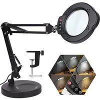 VIVIHEYDAY Lupenlampe 10X LED-Lupenleuchte mit Klemme & Standfuß, LED, 5 Farbmodi Stufenlos Dimmbar