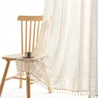Diwzbyn Scheibengardine Stickerei Spitze Voile Gardinen, Transparent Vorhang