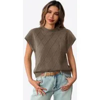 Imily Bela Kurzarmpullover Damen Pullover mit Stehkragen und kurzen Ärmeln (Packung, 1-tlg., 1per-Pack) einfarbig