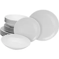 CreaTable Teller-Set Valencia Weiß, Teller Set 18-tlg (18-tlg), 6 Personen, Porzellan, Elegant, Boho Chic
