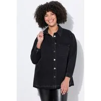 Angel of Style Hemdbluse Hemdbluse A-Linie Jeans Fransenkanten