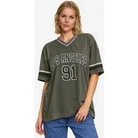 Worldclassca T-Shirt Worldclassca Oversized LA 91 Los Angeles Print T-Shirt College Tee