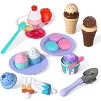 Lehoo Castle Kinder-Küchenset Lehoo Castle Eisdiele: Rollenspiel-Geschenk, ab 3 Jahren, (Rollenspiel-Eis Spielzeug, Eis Spielzeugset für kreatives Rollenspiel), Lernen und Spielen mit 27 Teilen.