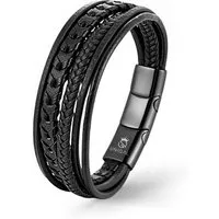 UNIQAL.de Lederarmband Lederarmband Herren "ARMARA" geflochten brown black elegant Rindsleder (Edelstahl, Echtleder, Casual Style, Handgefertigt)