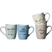 Ritzenhoff & Breker Becher Sprüche, 4-tlg., Porzellan, Motiv "Sprüche". 300 ml, 4-teilig