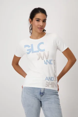 monari - T-Shirt mit Schmuckschrift off-white - Gr. - 38