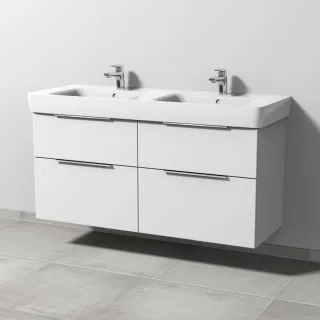 Sanipa 3way Waschtischunterbau zu Geberit Renova Plan Waschtisch mit 4 Auszügen, Weiß-Soft UM88243