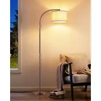 EDISHINE Stehlampe Wohnzimmer, mit E27 LED-Glühbirne, warmweiß, 161cm Bogenlampe mit Leinen-Lampenschirm