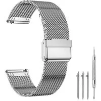 Sunicol Uhrenarmband 18/20/22mm Uhrenarmband,Mesh-Edelstahl,Interlock-Sicherheitsverschluss, Schnellverschluss,für Smart Watch oder traditionelle Uhr.