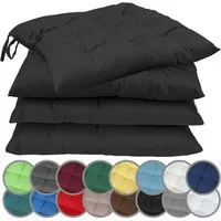 NatureMark Sitzkissen 4er-Set Stuhlkissen 40x40cm mit Bändern, Sitzpolster Kissen 4er Pack, schadstoffgeprüft, Schwarz