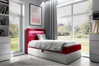 Boxspringbett Gästebett Kinderbett FABIAN Nr.1 80x200cm Weiss-Rot