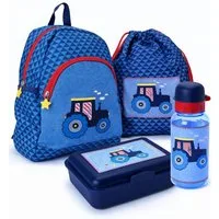 COPPENRATH DIE SPIEGELBURG Kinderrucksack Rucksack Kleine Freunde TRAKTOR "Wenn ich mal groß bin..." (Set, 4-tlg., inkl. Turnbeutel, Brotdose und Trinkflasche), mit Brustgurt, Applikation & Stickereien