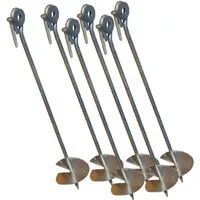 Loggyland Bodenanker Bodenanker zum Eindrehen ins Erdreich, Eindrehanker, zum Eindrehen, (6-St., Set incl. Belagscheibe und Befestigungsschraube für Holz), Schaukelanker, Eindrehanker, aus verzinktem Stahl