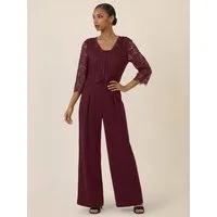 Apart Jumpsuit mit Spitzenjäckchen und weitem Bein