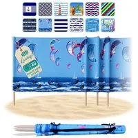 Lantigo Windschutz Sichtschutz Sonnenschutz Strandparavent aus Mikrofaser – portabel, (Kitesurfing, Länge: 4 m), - Faltbarer Sonnenschutz für Strand, Camping & Garten