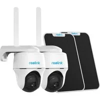 Reolink Überwachungskamera Go PT Plus+Solarpanel 4MP 3G/4G LTE 355°/140° Schwenkbare PTZ Akku (Außenbereich, Wald, Farm, Campingbus, Straße, 2-tlg., mit 32GB SD-Karte, mit SIM-Kartenslot+32GB SD Karte,Intelligenter Erkennung,IR-Nachtsicht)
