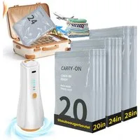 oyajia Kofferorganizer Vakuumbeutel Kleidung mit USB-Pumpe, 15 Stück Vacuum Bags for Clothing (3x 74 x 54cm, 6x 64x47cm, 6x 54x40cm, Platzsparende Travel Essentials), Vakuumbeutel in 3 Größen für Reise, Kleiderschrank & Aufbewahrung