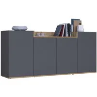 OTTO home Sideboard BOLSENA, Kommode, Schrank,Lowboard mit 6 Fächer und offenes Ablagefach (1 St), stehend/hängend montierbar, Made in Italy, B/T/H: 160 × 35 × 71,2 cm