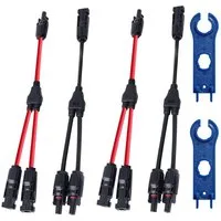 FELIXLEO Solaranlage Solar Y Verteiler Kabel MMF FFM PV Stecker 2 Paar Rot Schwarz, (4-St)