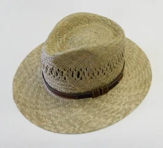 COMMANDER Finest Clothing - Strohhut mit Lederband beige - Gr. - 56