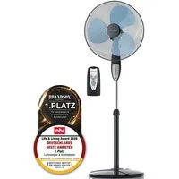 Brandson Standventilator Standlüfter mit Fernbedienung, Neigbar 30°, NTV Sieger 2026, 50W, 42 cm Durchmesser, Oszillation 80° mobiler Lüfter, 3 Geschwindigkeitsstufen, GS-Geprüft
