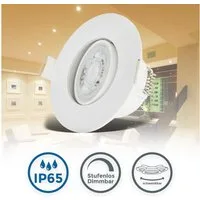 B.K.Licht LED Einbauleuchte 5er Set Bad Einbaustrahler, IP65, Dimmbare Deckenspots, Dimmfunktion, LED fest integriert, Warmweiß, 3.000K, 480Lm, 4,9W, Kunststoff, 9 x 4,2 cm