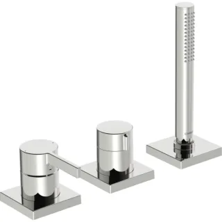 Hansa Hansaloft Fertigmontageset 57799483 Einhebelmischer für alle 3-Loch-Einbausets, Rosette eckig, chrom