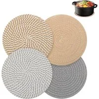 FOUORTUNATE-BEE Getränkeuntersetzer Getränkeuntersetzer 4er Set Runde Topfuntersetzer Hitzeschutz 20 cm, Untersetzer für Töpfe Teekannen Pfannen Küche Tisch Dekoration